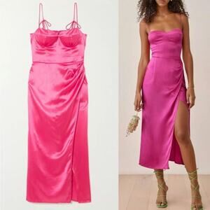 Reformation Silk‎ Marguerite Midi Dress in Pink Size 10 Formal